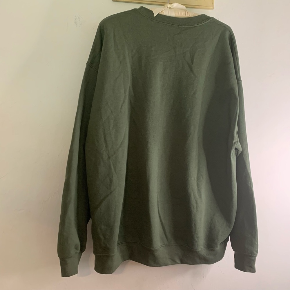 Gildan XL Olive Green Wildflower Graphic Sweatshirt Crew Neck Pullover - Picture 9 of 9